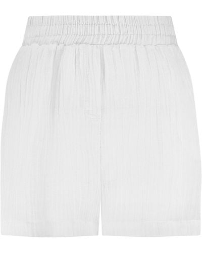 The Summer Edit Mila Crinkle Linen Shorts - White