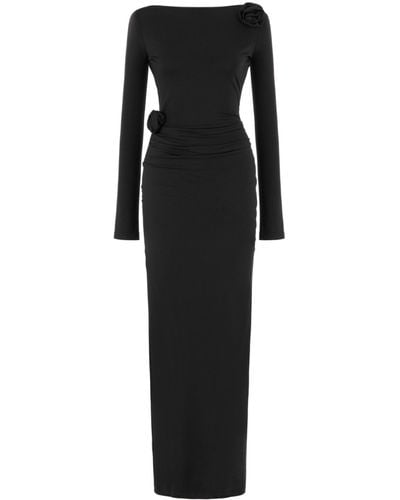 Nocturne Wide Collar Long Dress - Black