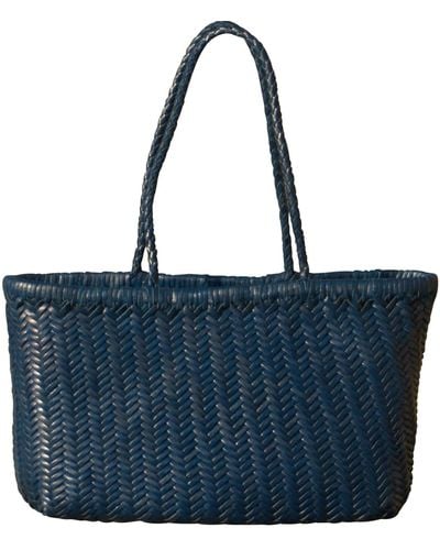 Rimini Zigzag Woven Leather Handbag 'viviana' Large Size - Blue