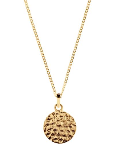 Charlotte's Web Jewellery Lakshmi Hammered Disc Vermeil Necklace With Turquoise Charm - Metallic