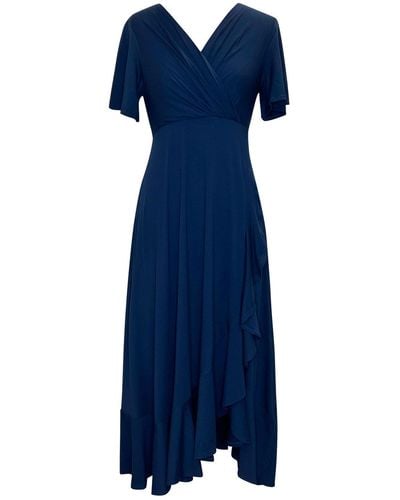Alie Street London Petite Waterfall Midi Dress In Navy - Blue
