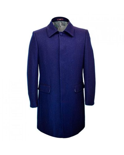 DAVID WEJ Single Breasted Overcoat - Blue