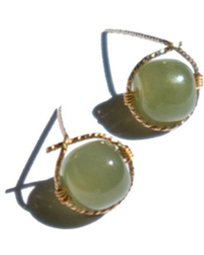 seree Sydney Jade Bead Stud Earrings - Green