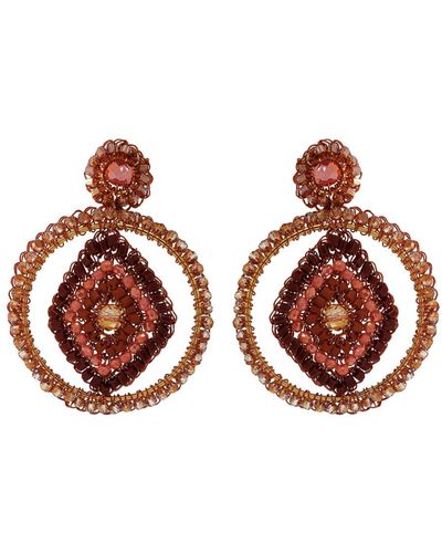 Lavish by Tricia Milaneze Sunny Orange Kiara Handmade Earrings - Brown