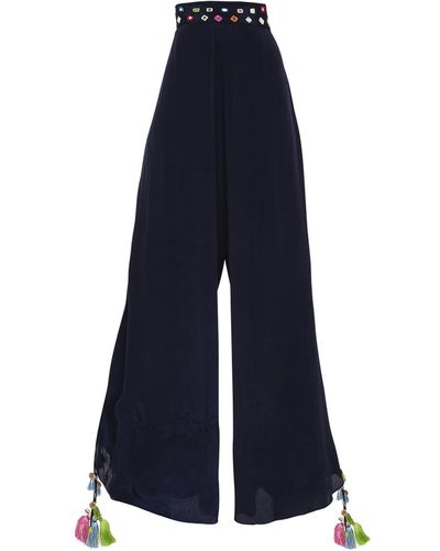 Style Junkiie Navy Mirror Embroidered Jumpsuit - Blue