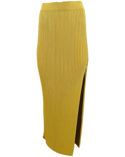 Theo the Label Eos Ribbed Maxi Skirt Lemon - Yellow