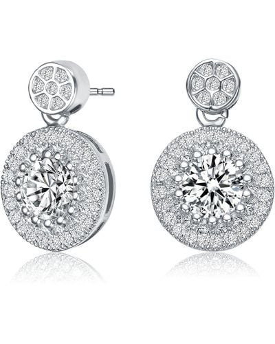 Genevive Jewelry Marie Double Button Thick Halo Drop Earrings - Metallic