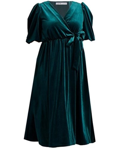 Chapter London Tanya Velvet Dress - Green