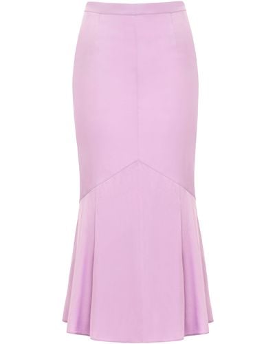JAAF Satin Panelled Skirt In Lilac - Pink