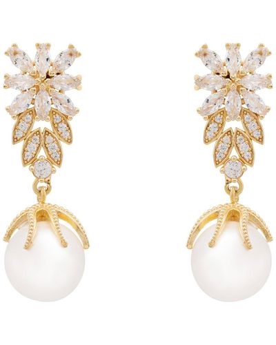 LÁTELITA London Primrose Baroque Pearl Earrings Gold White - Metallic