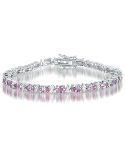 Genevive Jewelry Classic Malibu Pink Tennis Bracelet - White