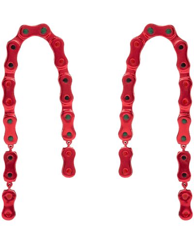 Lavani Jewels Vallecas Fuchsia Chain Earrings - Red