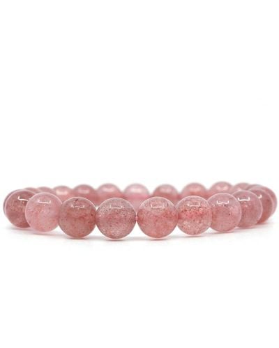 Shar Oke Strawberry Quartz Beaded Bracelet - Pink