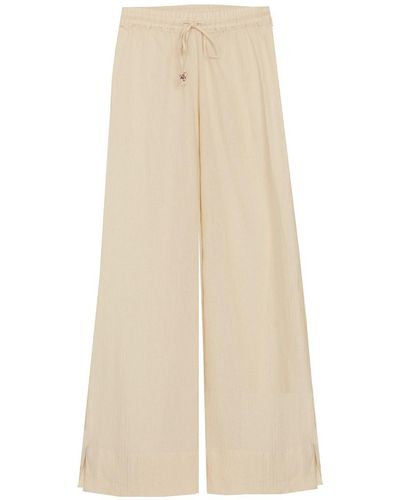N'Onat Pull-on Pants Crinkle Organic Cotton In Beige - Natural