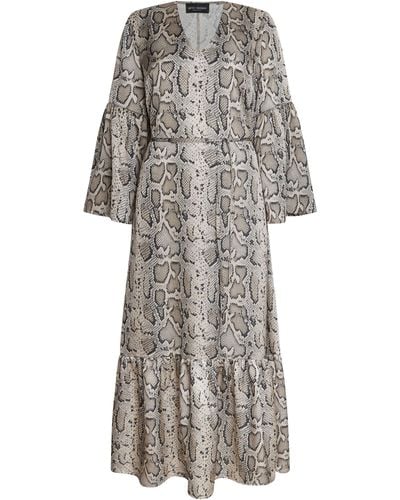 James Lakeland Python Print Belted Dress Beige - Gray