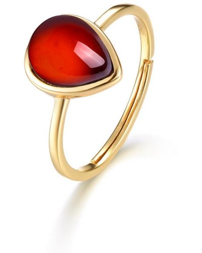 Janus Edinburgh Scarab Gold Vermeil Garnet Ring - Red