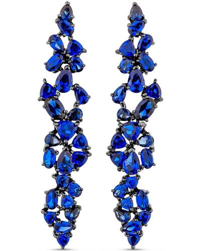 SALLY SKOUFIS Renaissance Earrings With Sapphire In Black Rhodium - Blue