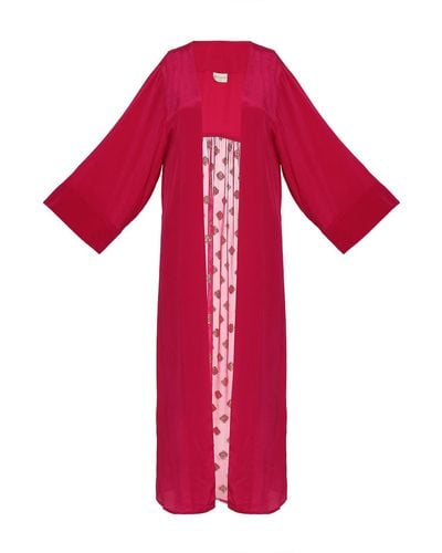 Style Junkiie Hot Two-tone Kimono Duster - Red
