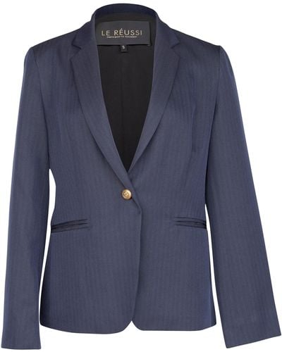 Le Réussi Wool Navy Blazer Suit - Blue