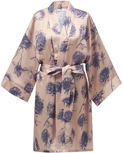 Peraluna Rosa Satin Short Kimono - Purple