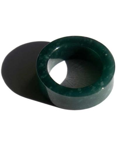 seree Seal Cyan Square Jade Ring - Black