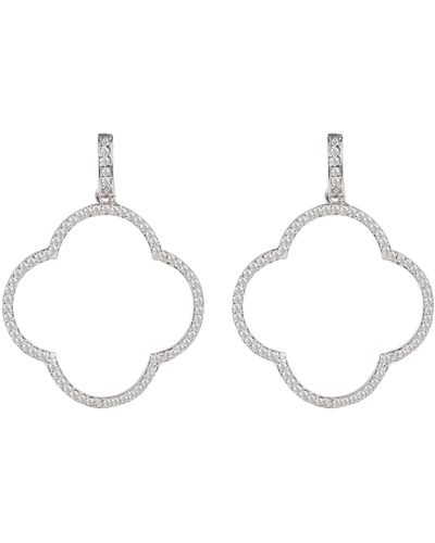 LÁTELITA London Open Clover Large Drop Earrings White Cz Silver - Metallic
