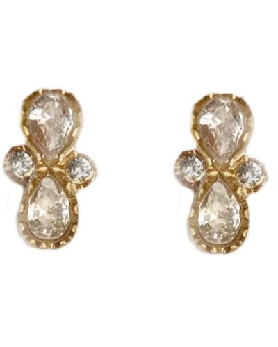 Lily Flo Jewellery Electra Diamond Stud Earrings - Metallic