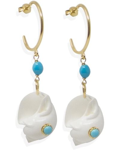 Vintouch Italy Nassau Shell & Turquoise Hoop Earrings - White