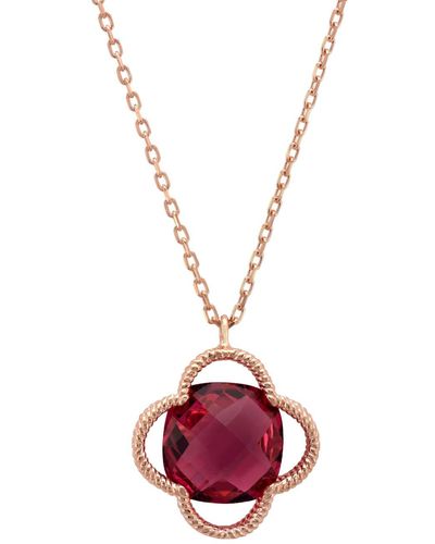LÁTELITA London Open Clover Flower Gemstone Necklace Rosegold Pink Tourmaline