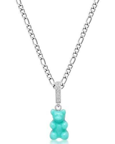 Nialaya Necklace With Turquoise Gummy Bear - Metallic