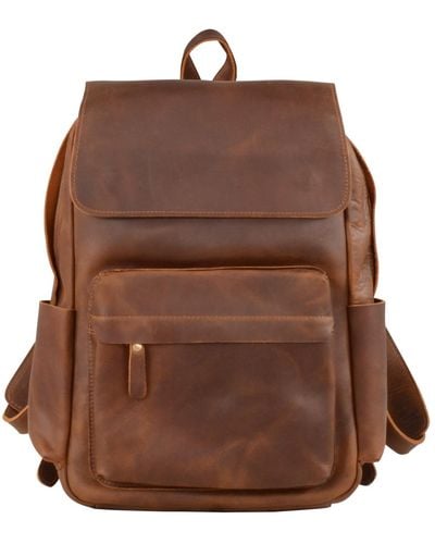 Touri Vintage Look Leather Backpack - Brown