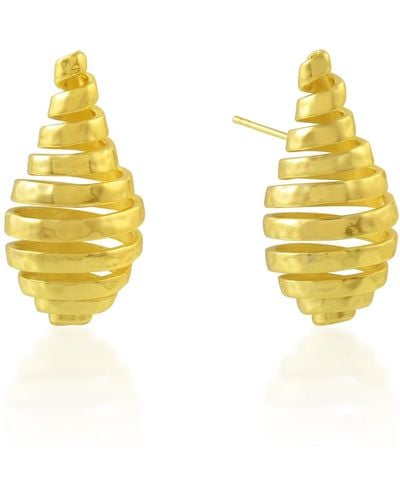 Arvino Spiral Drop Earrings Water Resistance Premium Plating - Yellow