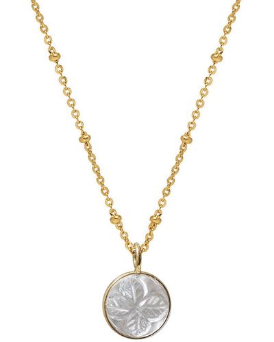 Mirabelle Neutrals Carved Rock Crystal Ball Pendant On Long Satellite Chain - Metallic