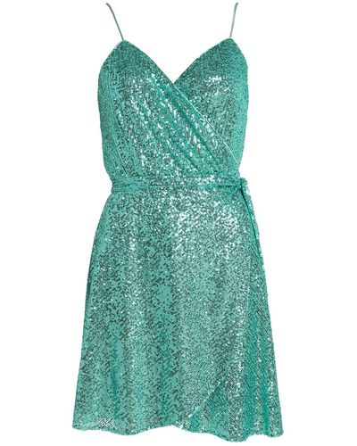 Roses Are Red Eloise Sequin Wrapdress In Aqua - Blue