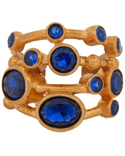 Ebru Jewelry Cleopatra Sapphire & Gold Adjustable Ring - Blue