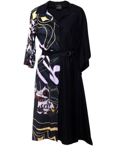 ARTISTA Bath Yin Asymmetric Printed Dress - Black