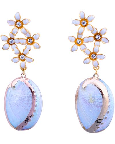 The Pink Reef Pearl Shell Dangles - Blue