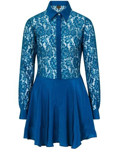 Sophie Cameron Davies Teal Lace Silk Dress - Green