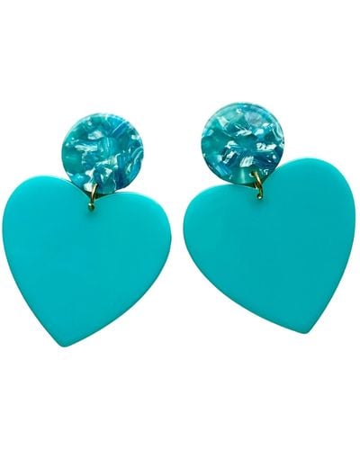 CLOSET REHAB Xl Heart Earrings In Waterfalling In Love - Blue