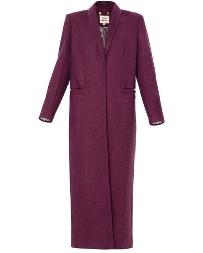 Julia Allert Fashion Single-breasted Maxi Coat - Purple