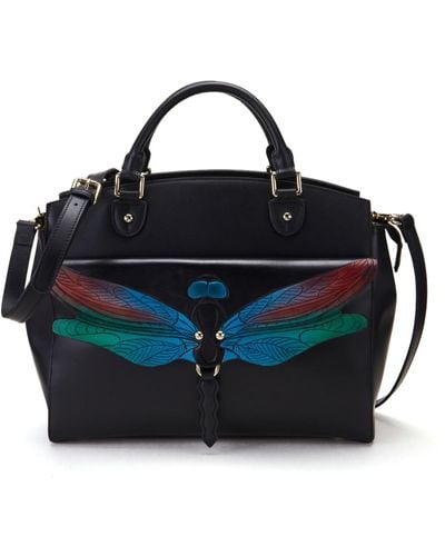 Bellorita Dragonfly Satchel Leather Bag - Black