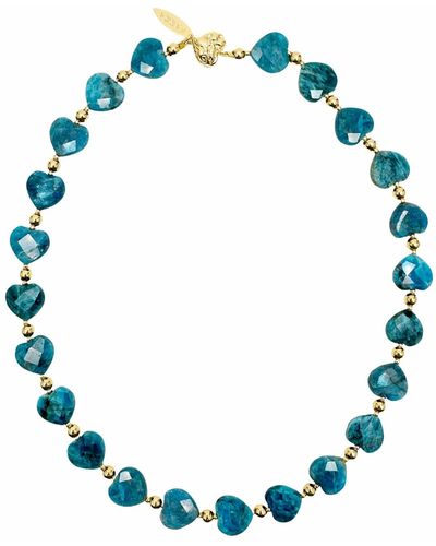 Farra Heart-shaped Apatite Gemstone Choker Necklace - Blue