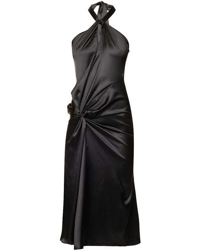 Amy Lynn Serena Satin Halterneck Dress - Black