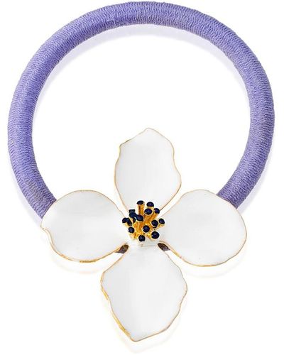 Milou Jewelry Clover Flower-embellished Ponytail Holder - Blue