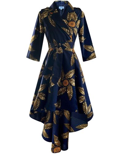 RAHYMA High-low Rose Wrap Dress Jacket - Blue