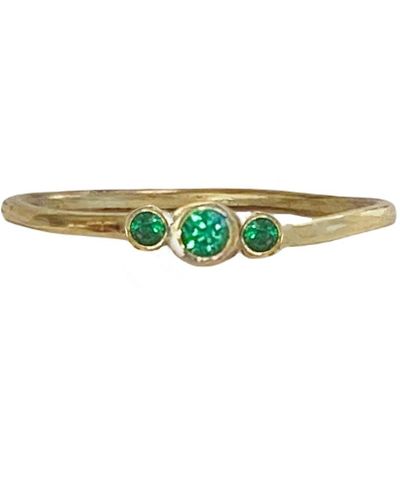 Lily Flo Jewellery Disco Dots Emerald Tiny Trio Stacking Ring - Green