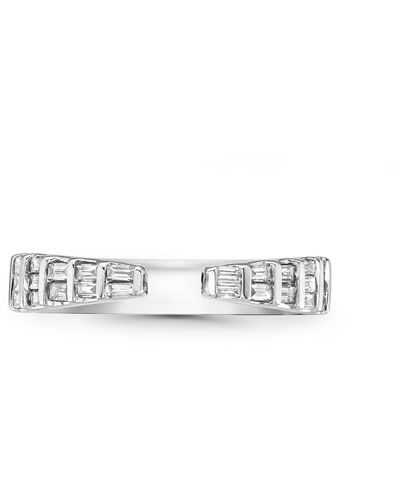 Artisan Natural Baguette Diamond & 18k Gold In Deconstructed Ring Jewellery - White