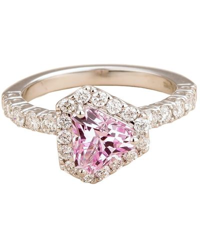 Juvetti Diana Ring With Pink Sapphire And Diamonds Set In White Gold