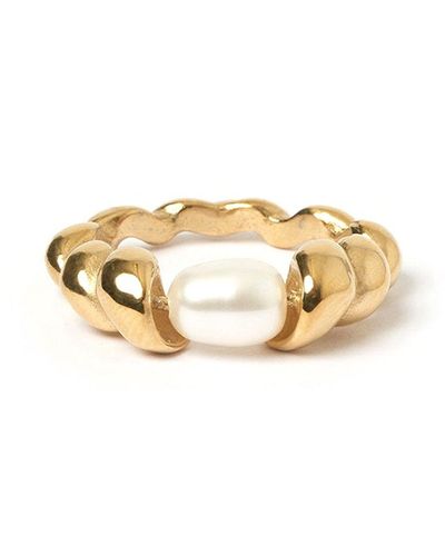 ARMS OF EVE Riviera Gold & Pearl Ring - Metallic