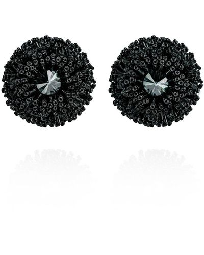 Saule Label Chiara Clip On Earrings In Caviar - Black